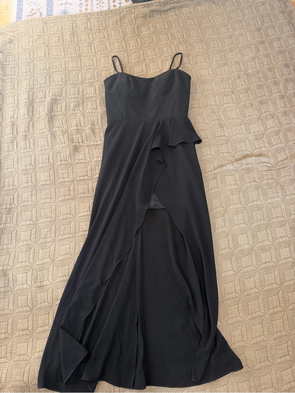 Dress the Population Black High-Low Ruffle Maxi Dress